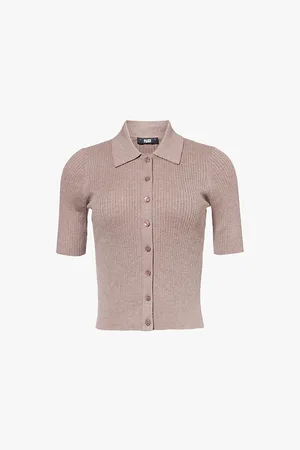 Paige Polo-collar Ribbed Organic-cotton, Recycled-nylon and Silk Top