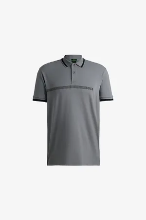 HUGO BOSS Stripe-logo Regular-fit Stretch Cotton-blend Polo Shirt