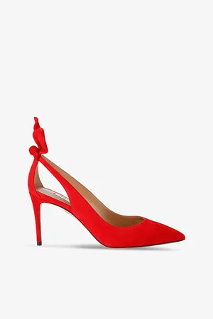 Aquazzura Bow-embellished Heeled Suede Pumps