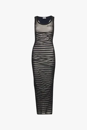 Jean Paul Gaultier Mariniere Stripe-front Stretch-knit Maxi Dress