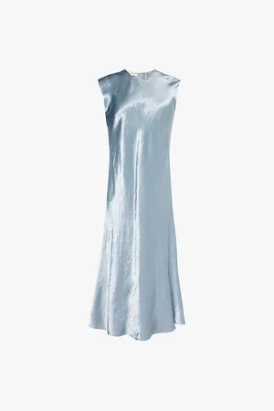 Vince Bias Satin Sleeveless Woven Midi Dress