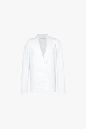 DRIES VAN NOTEN Caplana Peak-lapels Regular-fit Cotton-poplin Blazer