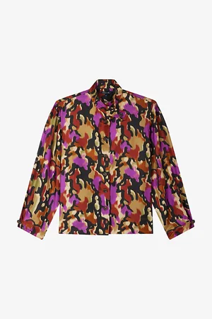 Soeur Calypso Graphic-print Long-sleeve Silk Shirt