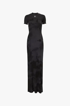Palm Angels Logo-embroidered Open-back Stretch-cotton Maxi Dress