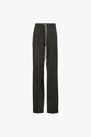 Rick Owens Dietrich Drawstring-waistband Straight-leg Stretch-cotton Trousers