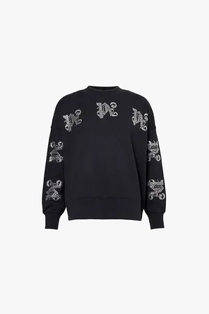 Palm Angels Crystal-embellished Round-neck Cotton Sweatshirt