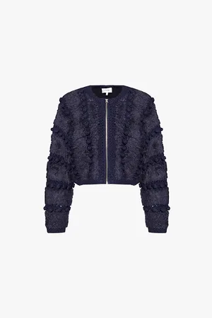 Frame Pom-pom Round-neck Knitted Cardigan