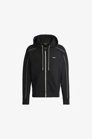 HUGO BOSS Logo-emed Contrast-piping Stretch-cotton Hoody