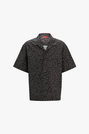 HUGO BOSS Logo-print Short-sleeve Cotton Shirt