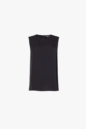 THEORY Sleeveless Round-neck Silk Top