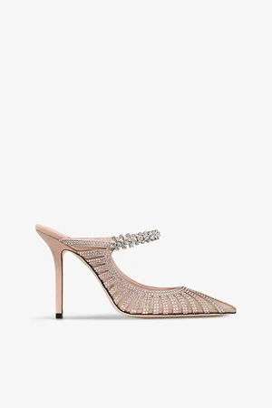 Jimmy Choo Bing 100 Crystal-embellished Suede and Mesh Heeled Mules