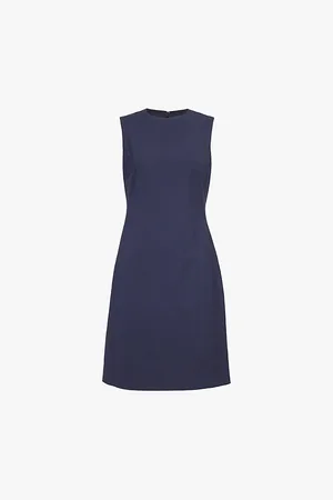 THEORY Round-neck Sleeveless Regular-fit Stretch-wool Midi Dress
