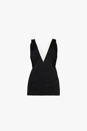 Victoria Beckham Lace-embroidery V-neck Woven Top