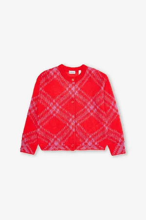 Burberry Bethane Intarsia Pattern Brushed Cardigan 4-14 Years