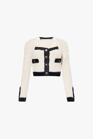 Nina Ricci Square-neckline Cropped Wool-blend Knitted Cardigan