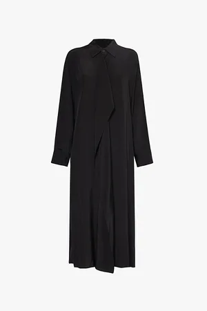 YOHJI YAMAMOTO Ruffle-front Long-sleeve Crepe Maxi Dress
