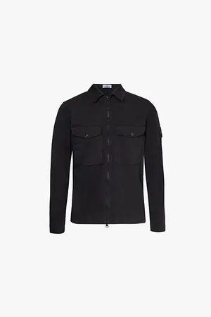 Stone Island Brand-badge Flap-pocket Stretch-cotton Shirt