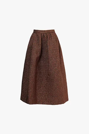 DRIES VAN NOTEN Soni Metallic-weave Woven Midi Skirt