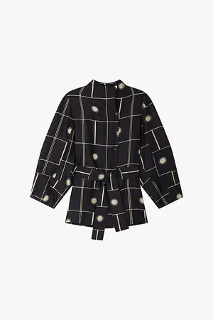 Soeur Bangkok Graphic-print Long-sleeve Silk Shirt