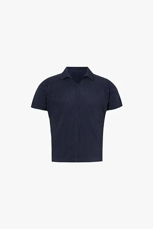 Issey Miyake Pleated Spread Collar Relaxed-fit Knitted Shirt