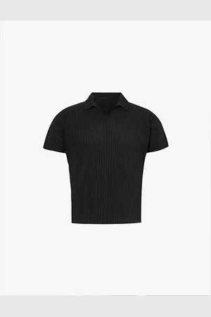 Issey Miyake Pleated Spread Collar Relaxed-fit Knitted Shirt