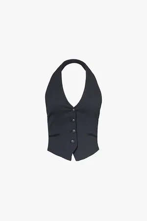 RAG&BONE Ethel Cropped Halterneck Stretch-woven Gilet