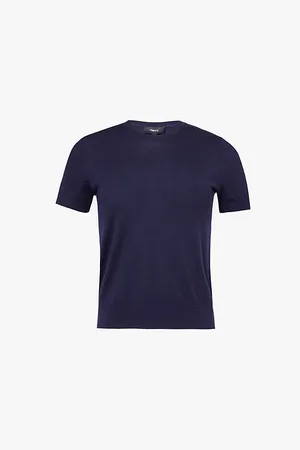 THEORY Round-neck Ribbed Wool-blend Top