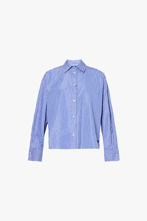 Max Mara Sale Striped-print Cotton-poplin Shirt