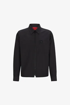 HUGO BOSS Logo-plaque Regular-fit Zip-up Woven Shirt