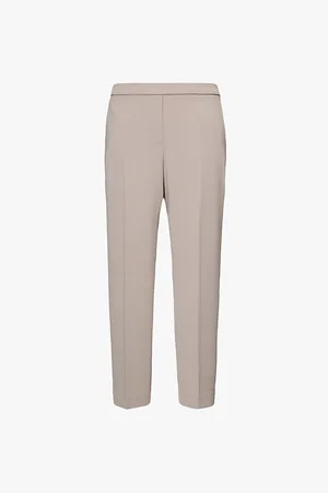 THEORY Treeca Cropped Slim-leg Mid-rise Crepe Trousers