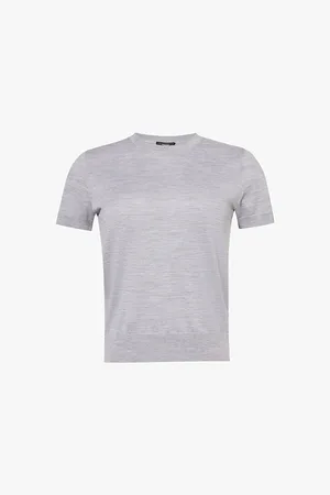 THEORY Round-neck Ribbed Wool-blend Top