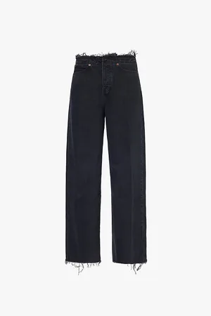 Frame Le Low Baggy Raw-trims Wide-leg Low-rise Recycled-denim Jeans