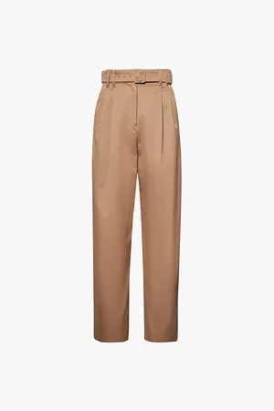 Max Mara Dina Belted High-rise Wide-leg Cotton Trousers