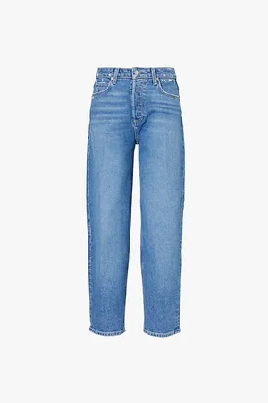 Paige Alexis Covered Brand-patch Straight-leg High-rise Denim-blend Jeans