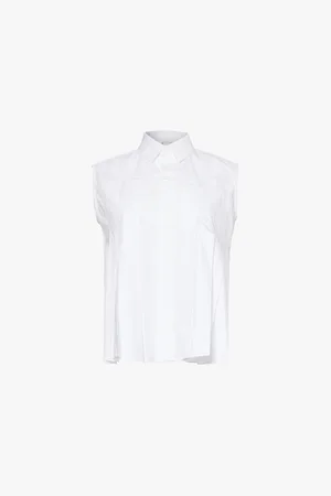 SACAI Pleated Sleeveless Woven-blend Shirt