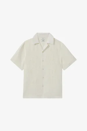 Reiss Sonny Floral-embroidered Short-sleeve Linen Shirt