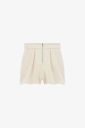 IRO Nurue High-rise Zip-front Textured Cotton Shorts