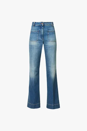 Victoria Beckham Alina Brand-embroidery Straight-leg Low-rise Denim Jeans