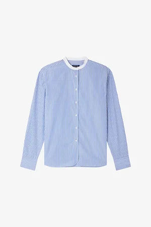 Soeur Bermudes Contrast-collar Striped Cotton Shirt
