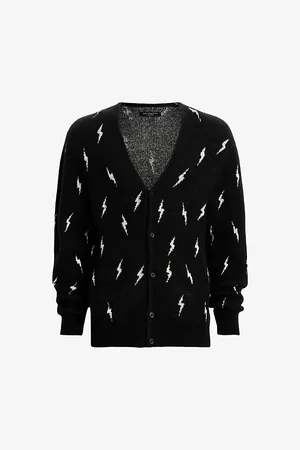 AllSaints Zap Lightning-motif Relaxed-fit Stretch Wool and Alpaca-blend Cardigan