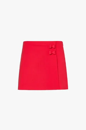 Mach & Mach Bow Wrap-over Wool-blend Mini Skirt