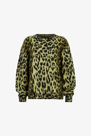 AllSaints Lex Leopard-print Relaxed-fit Knitted Jumper