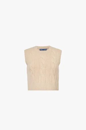 Ralph Lauren Cable-weave Round-neck Wool and Cashmere Vest Top