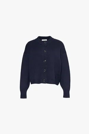 Frame Chunky-knit Round-neck Wool-blend Cardigan