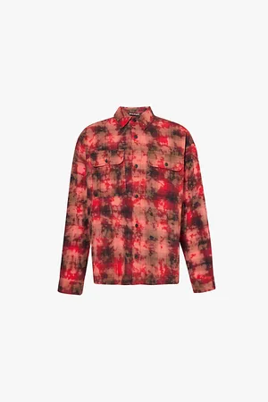 Palm Angels Spread Collar Brushed Texture Regular-fit Cotton-blend Shirt