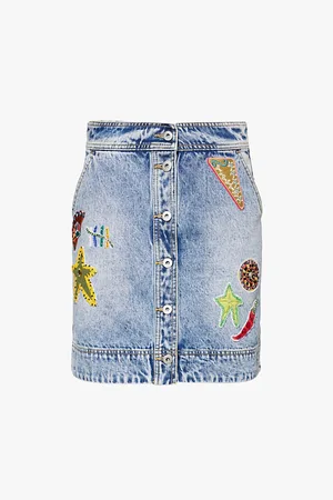 ALÉMAIS Jackpot Patch-beads Denim Mini Skirt