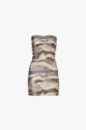 KNWLS Strapless Ruched-trims Slim-fit Stretch-woven Mini Dress
