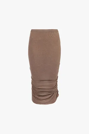 Rick Owens Shrimp Ruched Slim-fit Knitted Maxi Skirt