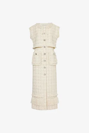HUISHAN ZHANG Peyton Fringe Trim Woven Midi Dresss