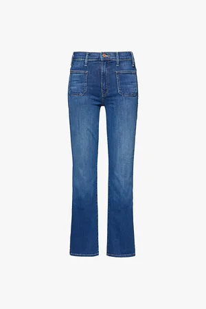 Mother Insider Flood Patch-pockets Straight-leg Mid-rise Stretch-denim Blend Jeans